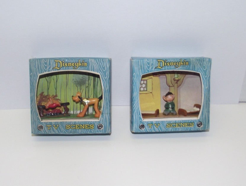 Vintage Marx Toys Disneykin Tv Series Dopey & Pluto Lot of 2 with Boxes