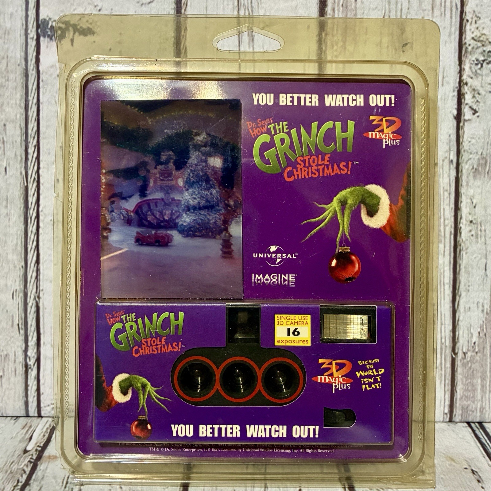 Vintage 2000 How The Grinch Stole Christmas 3D Magic Plus Disposable Camera New