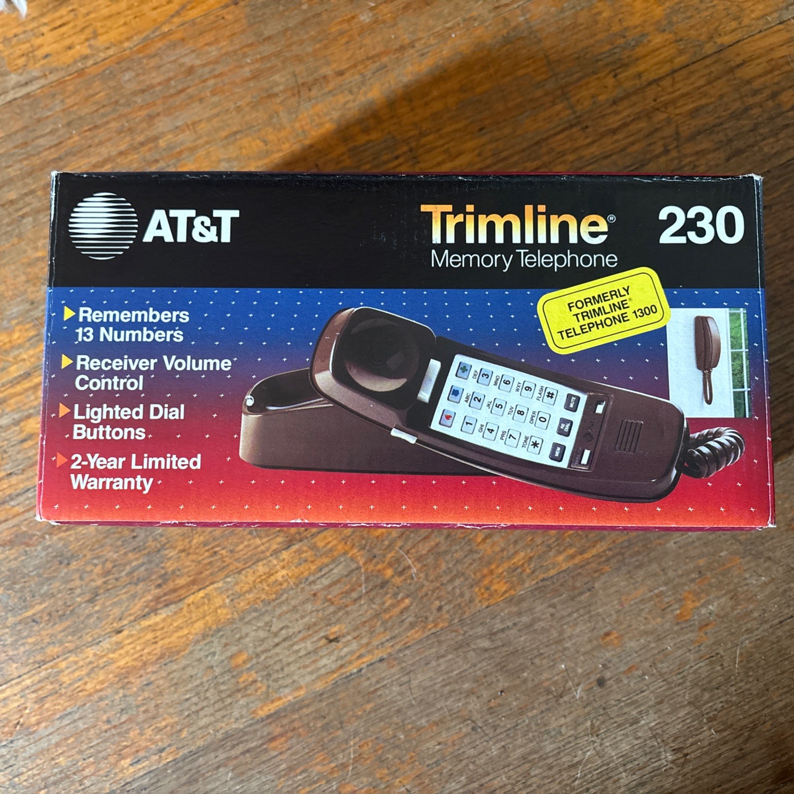 Vintage Rare BrownAT&T Trimline 230 Memory Telephone Original Box 