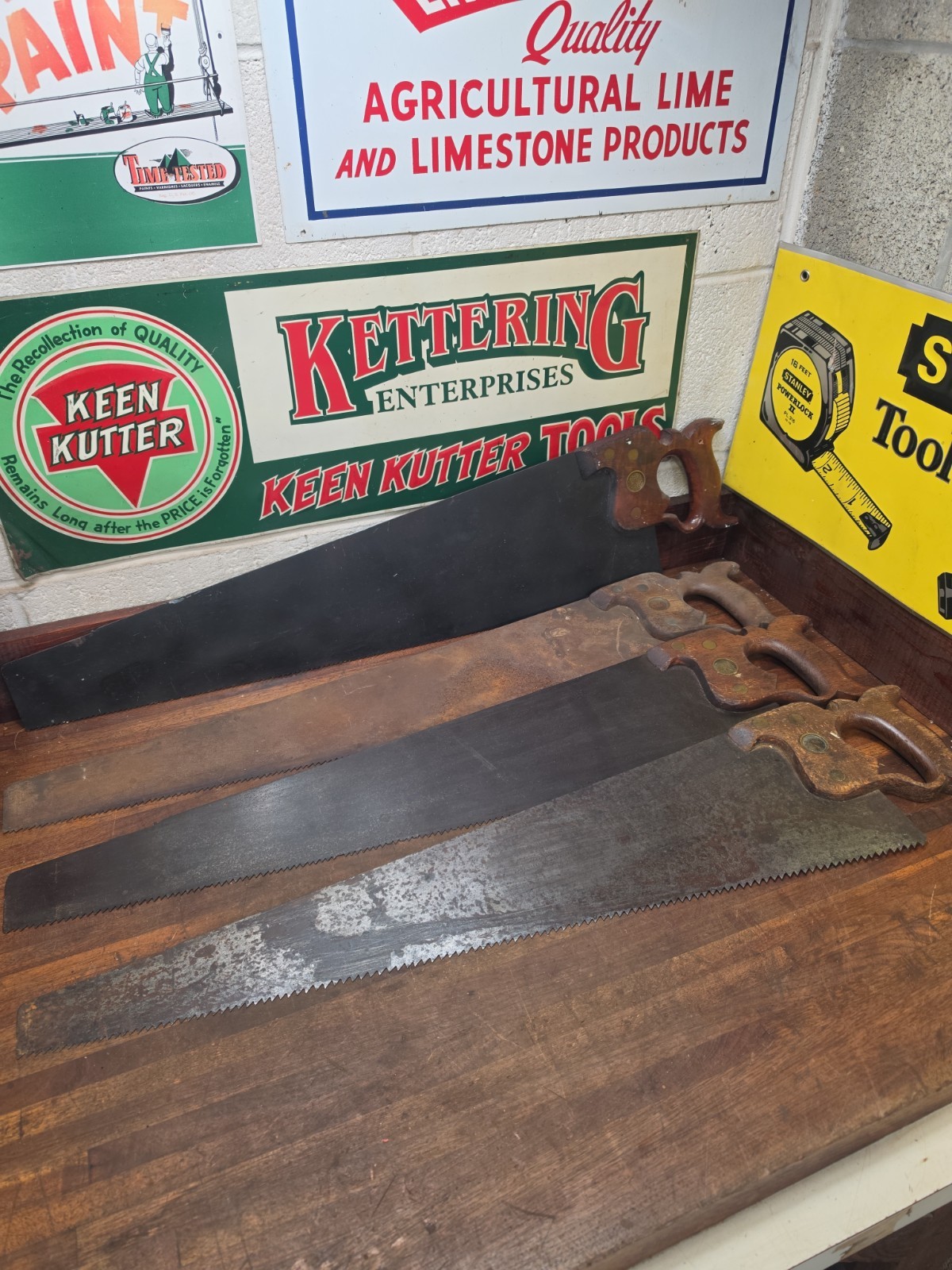 G12- 4 Antique Disston Split Nut Hand Saws - 3 Eagle Medallions