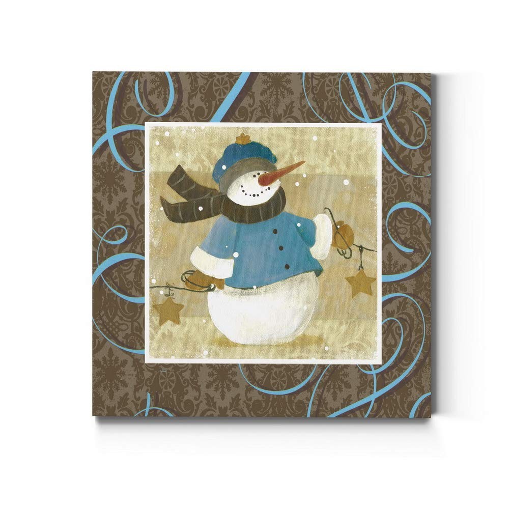 Renditions Gallery Bundled Up Snowman I, Blue & White Stars, 16 x 16 in Canvas Renditions Gallery Bundled Up Snowman I, Blue & White Stars, 16 x 16 in Canvas
