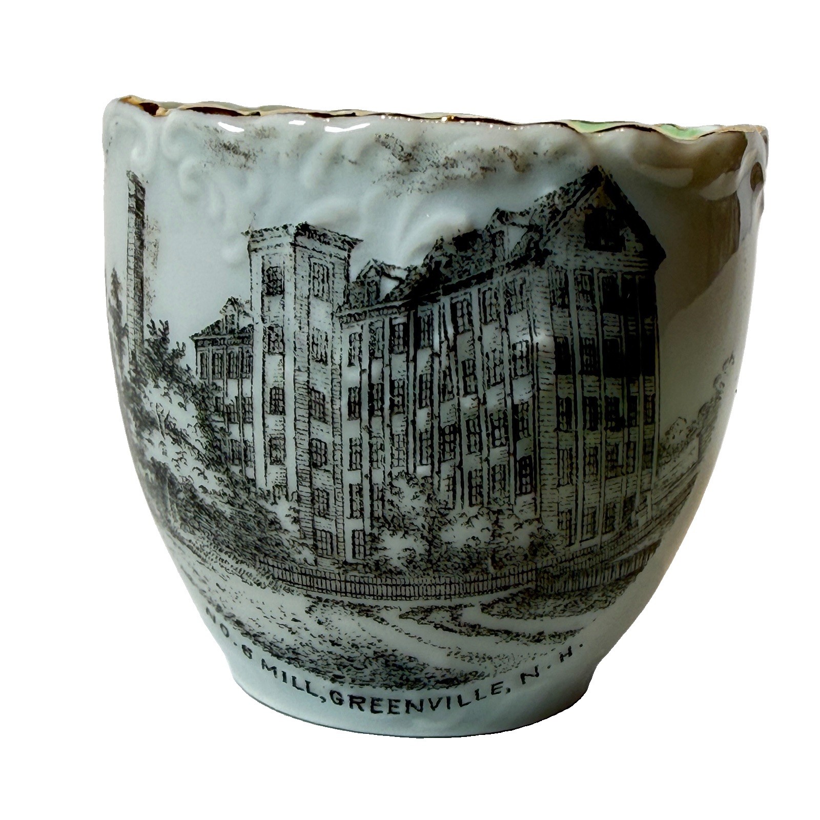 NO.6 MILL - GREENVILLE - NH NEW HAMPSHIRE Souvenir ANTIQUE TRINKET CHINA CUP NO.6 MILL - GREENVILLE - NH NEW HAMPSHIRE Souvenir ANTIQUE TRINKET CHINA CUP
