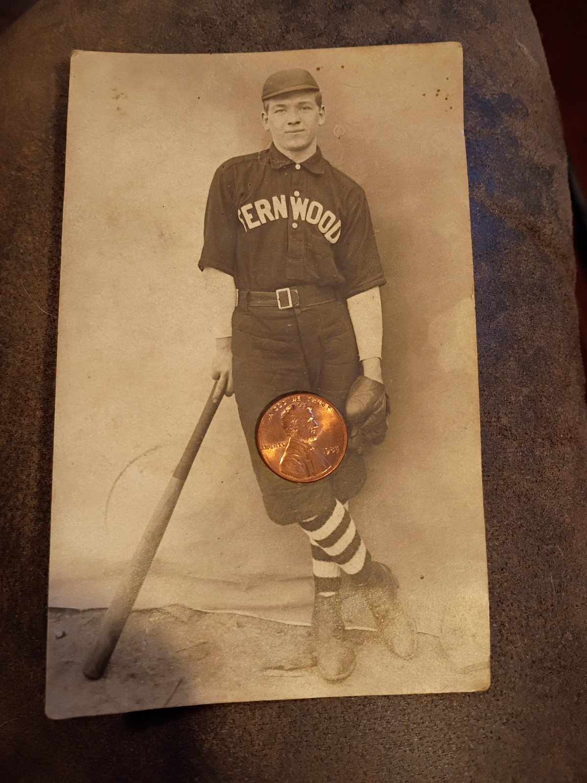 1900s Antique RPPC post card ball player fernwood pa ref , houtzdale pa