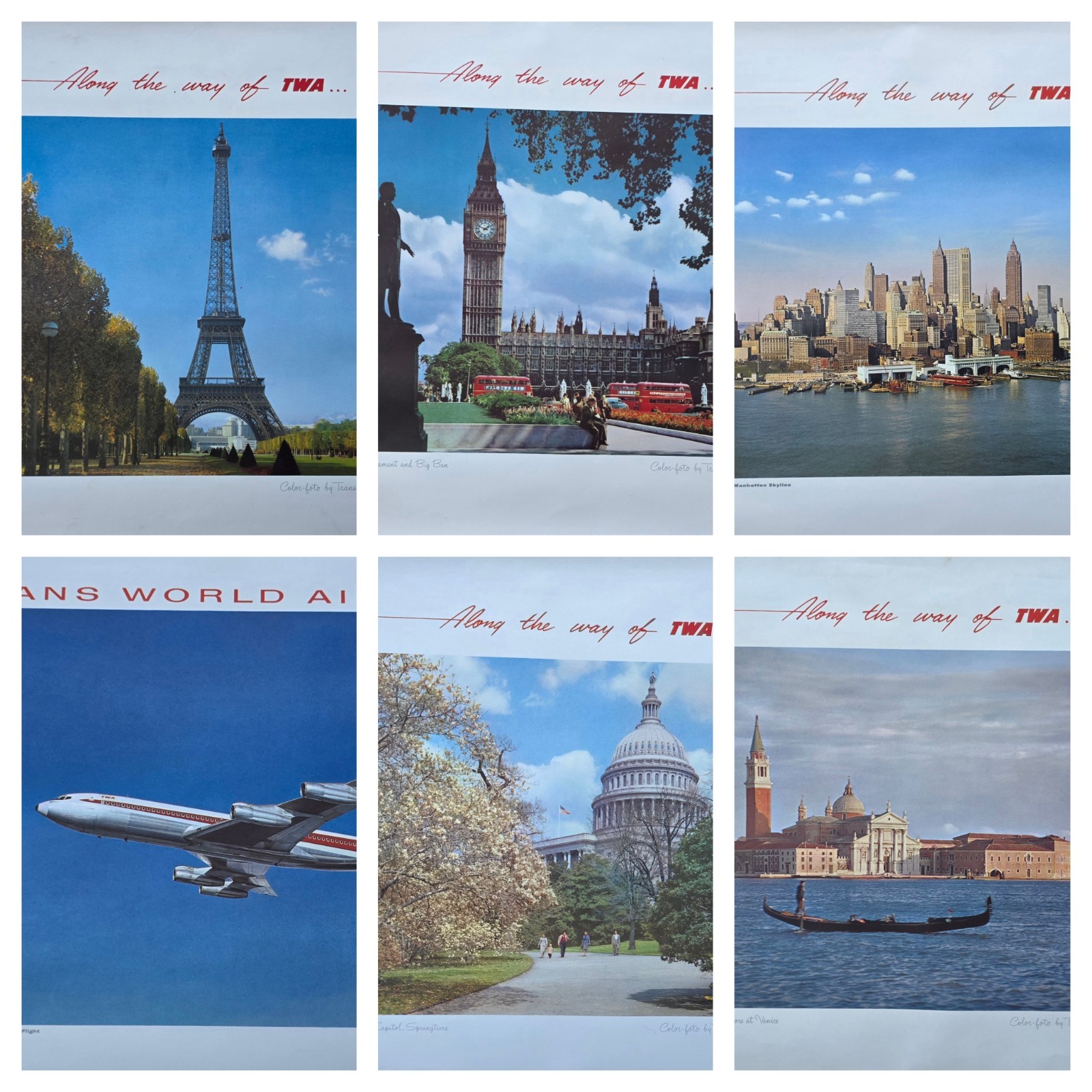 VTG 1960s Fly TWA Airlines Travel Posters 22