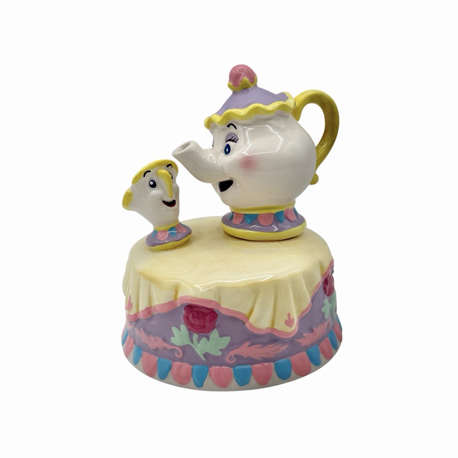 VTG Schmid Disney Beauty and the Beast Mrs. Potts & Chip Music Box WORKING
