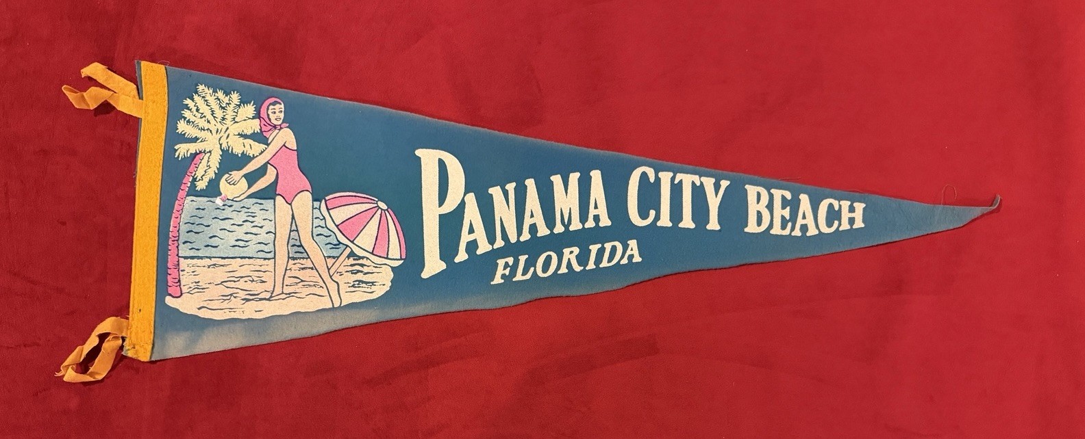 Vintage Panama City Beach Florida 25.5 Inch Bathing Beauty Graphic Palm Tree