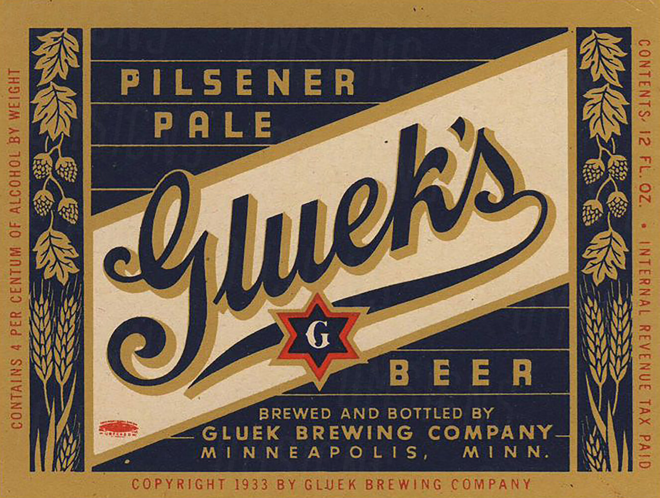 Vintage Glueks Beer Ad Reproduction Metal Sign  Bar Decor