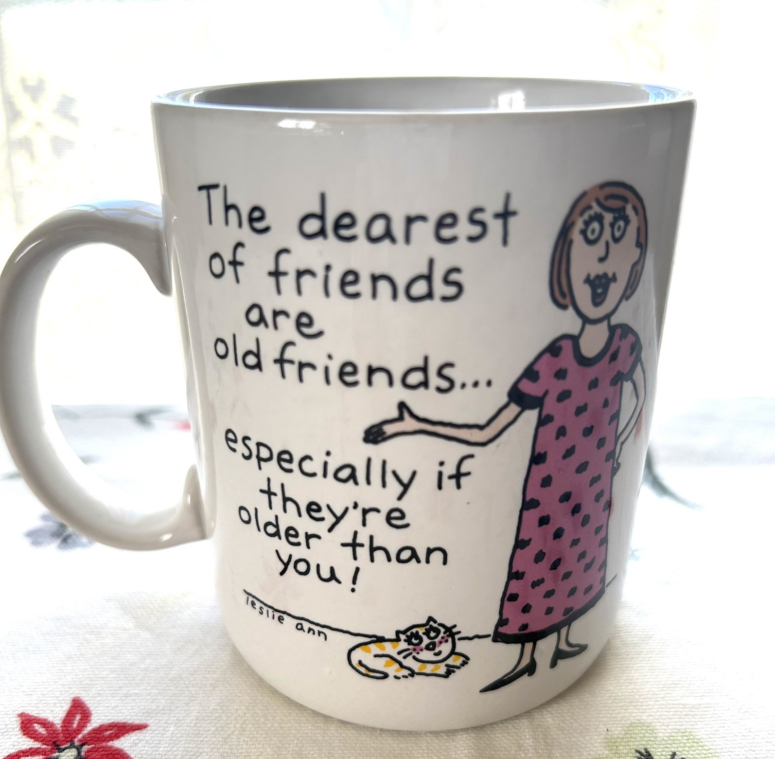 Vintage 1988 Hallmark Shoebox Greetings Coffee Mug Leslie Ann Friends Age NM