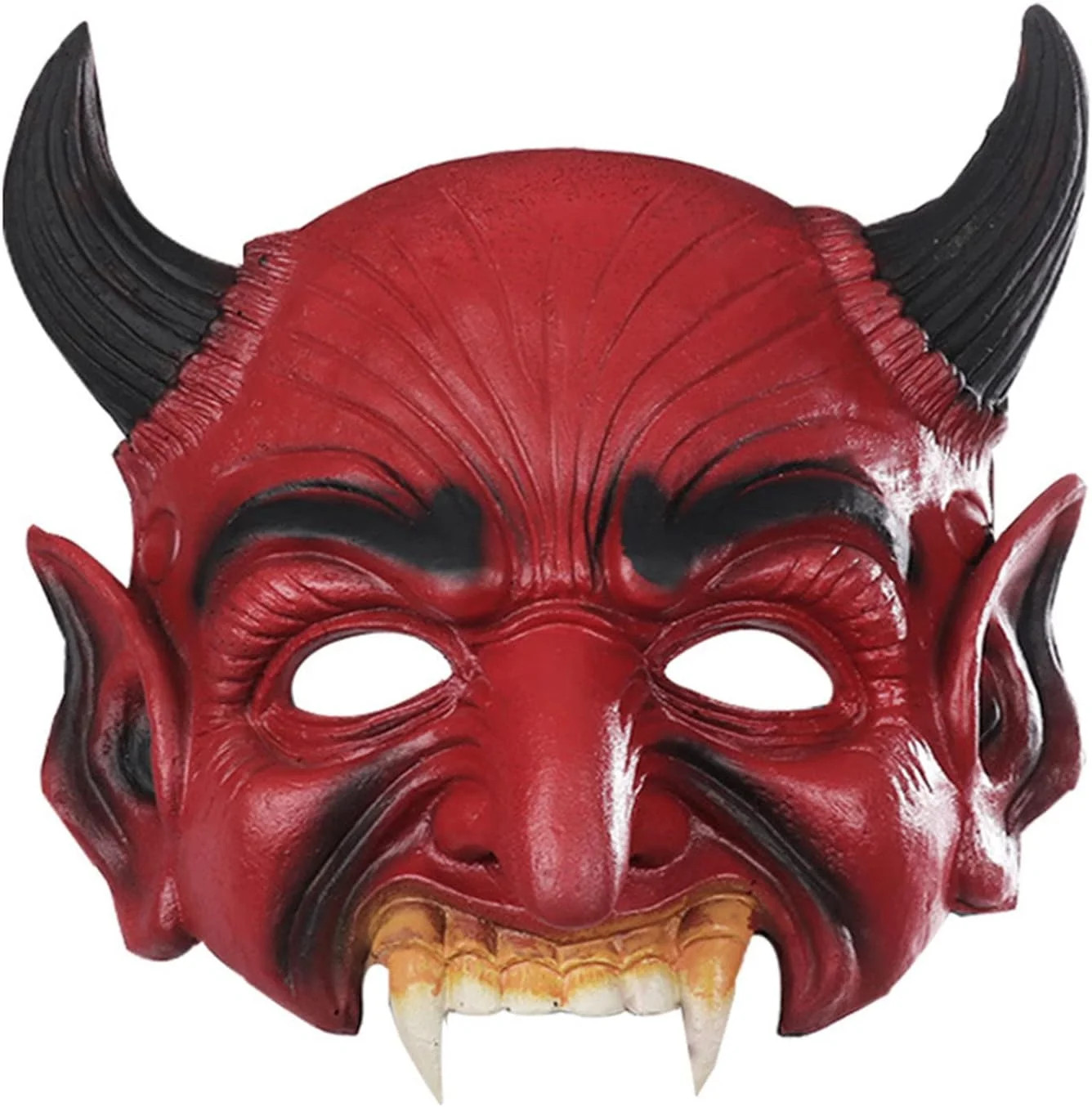 KIHOARL Red Demon Mask Halloween Half Face Devil Mask Monster Masquerade Foam Ma KIHOARL Red Demon Mask Halloween Half Face Devil Mask Monster Masquerade Foam Ma