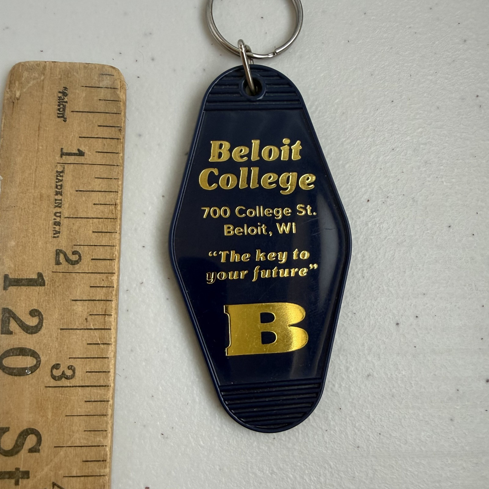 Vintage Beloit College Keychain Hotel Style Beloit Wisconsin Excellent Condition