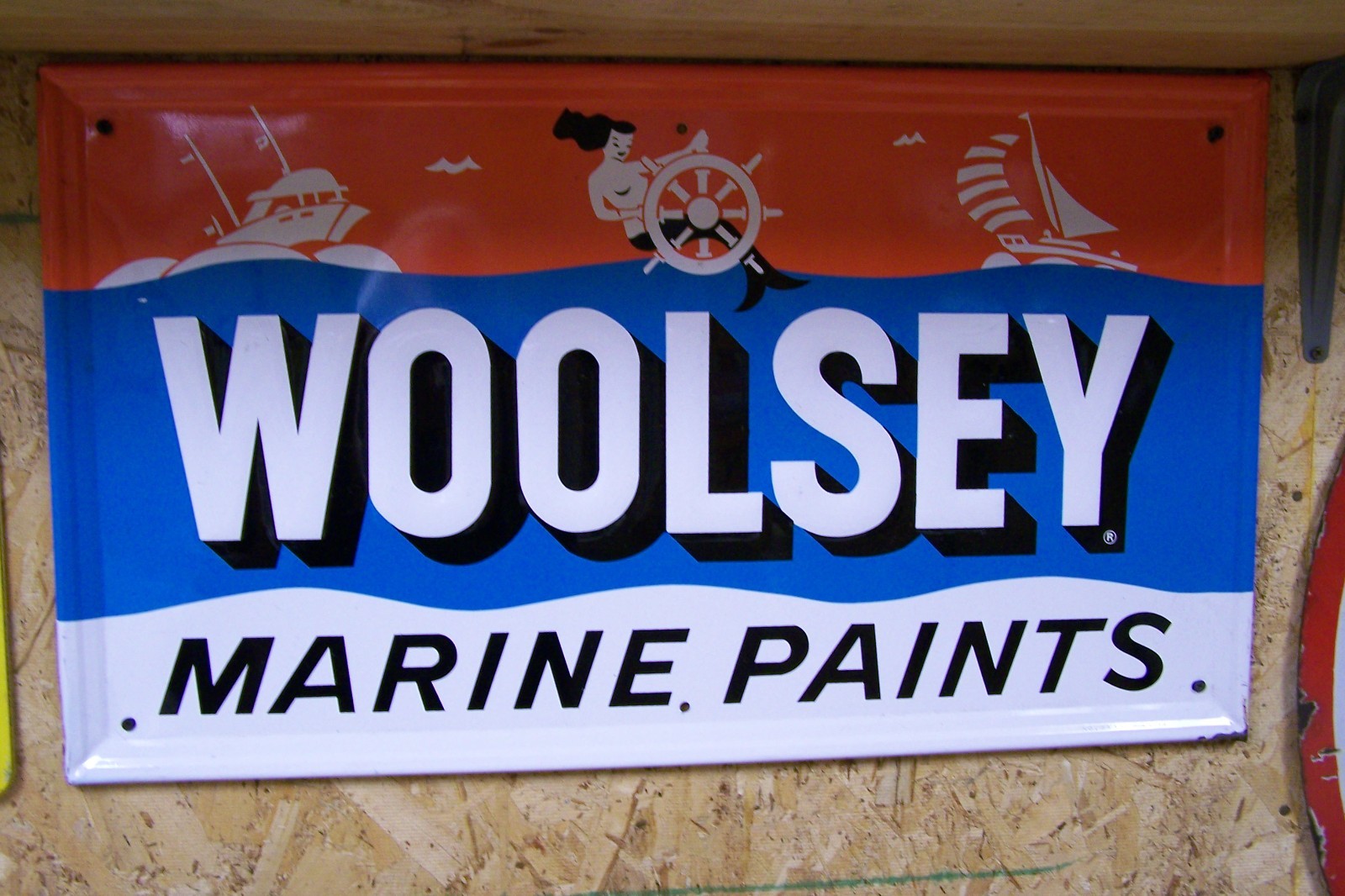 NOS ORIGINAL EMBOSSED Boats Woolsey Marine Paints Metal Sign (TAC) 039505 NOS ORIGINAL EMBOSSED Boats Woolsey Marine Paints Metal Sign (TAC) 039505