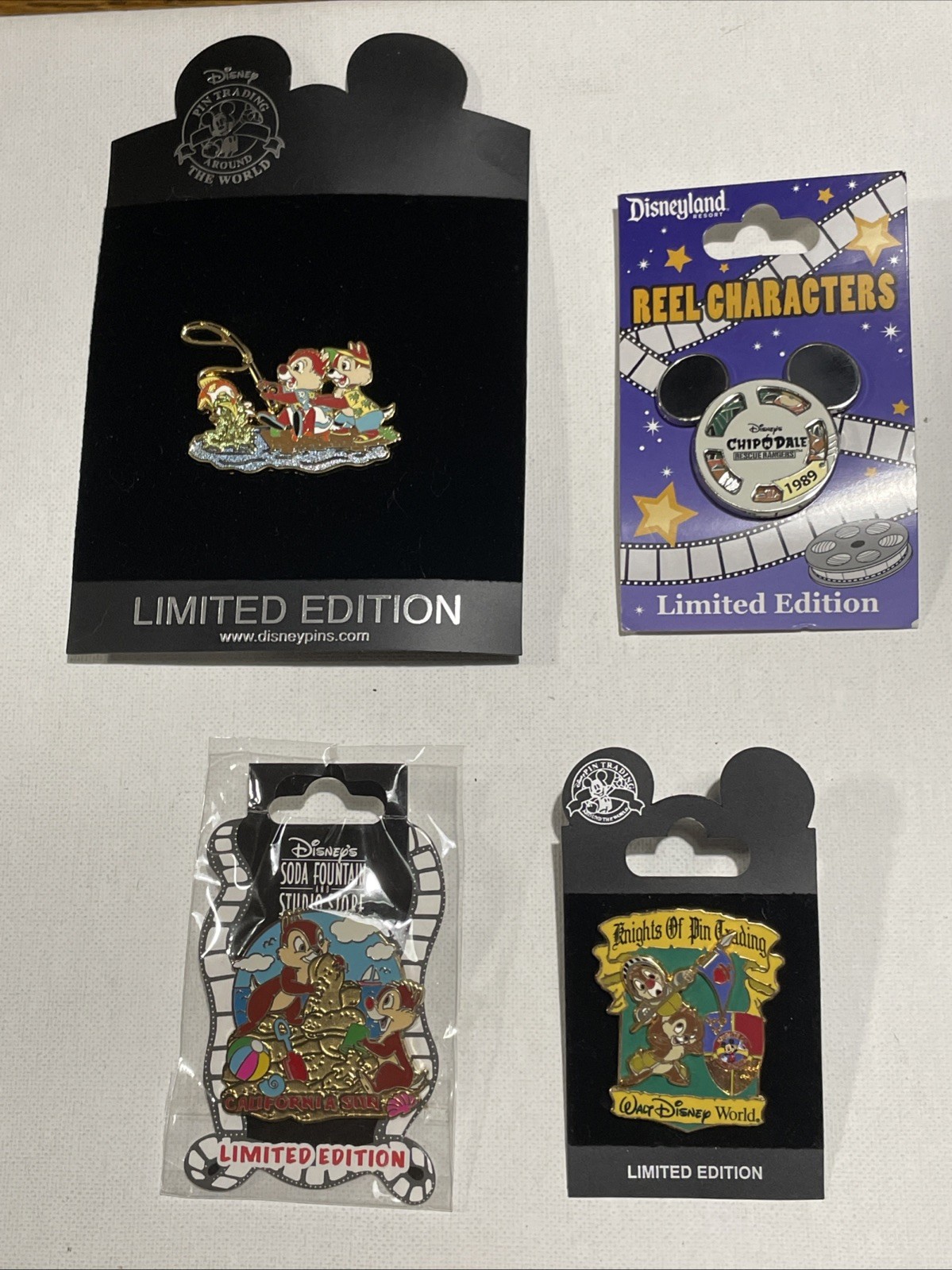 Rare Disney Shopping / Disney Parks Chip & Dale Pin lot-4 pins-all LE