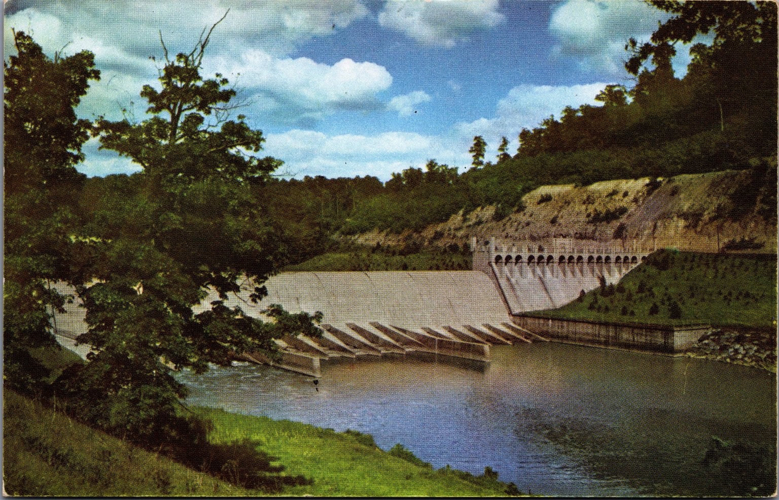 Dover Dam Ohio Postcard Muskingum Conservancy District Sohio Kodachrome Dover Dam Ohio Postcard Muskingum Conservancy District Sohio Kodachrome