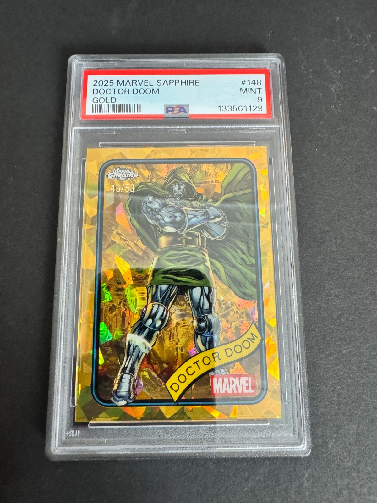 2025 Topps Chrome Marvel Sapphire Doctor Doom Gold Refractor /50 #148 PSA 9 2025 Topps Chrome Marvel Sapphire Doctor Doom Gold Refractor /50 #148 PSA 9