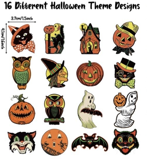 *HALLOWEEN* Vintage Reproduced Images: 100 LARGE Stickers: 16 Designs *HALLOWEEN* Vintage Reproduced Images: 100 LARGE Stickers: 16 Designs