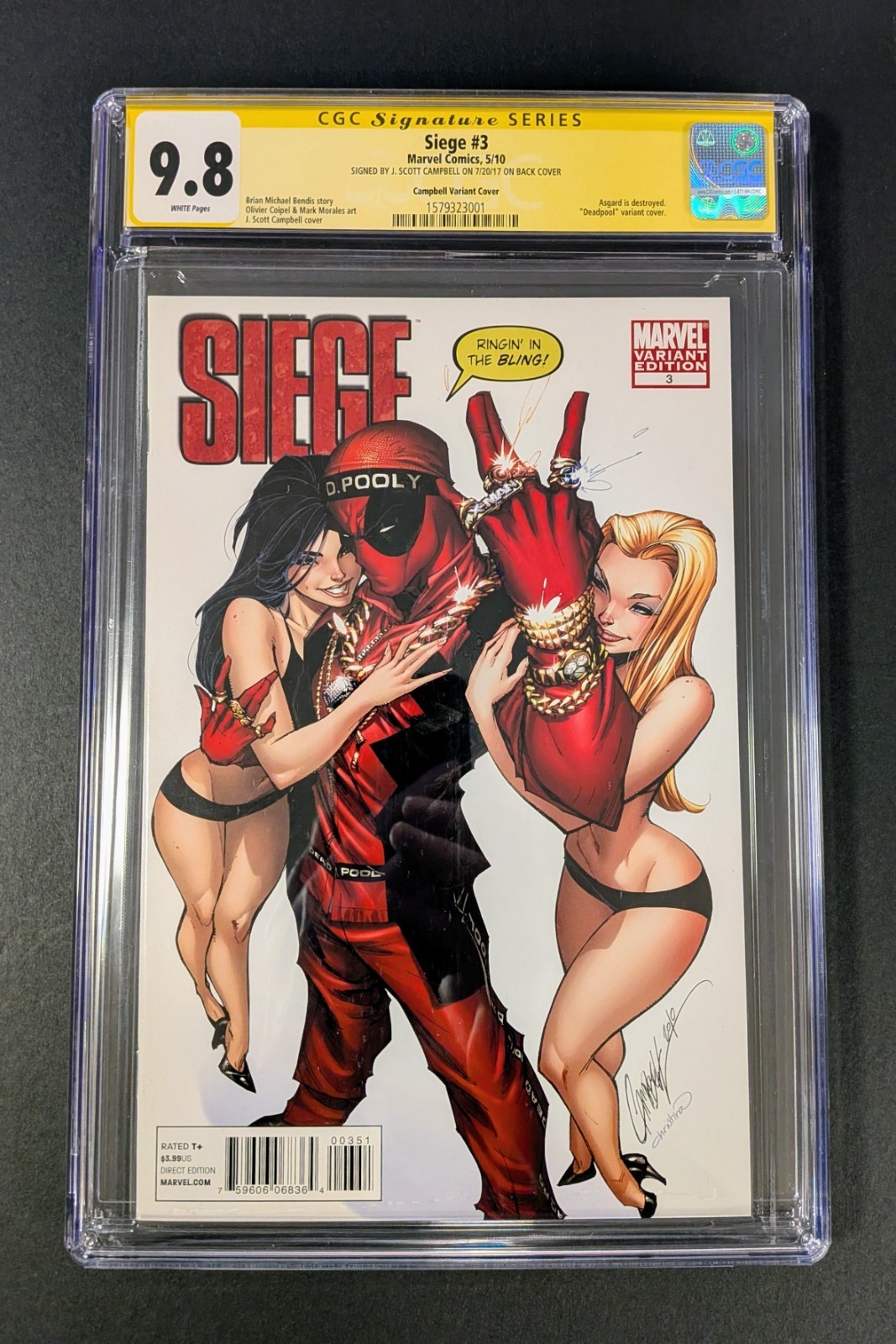 RARE Signed J. Scott Campbell Siege #3 (Marvel, 2010) CGC 9.8 | Deadpool Variant