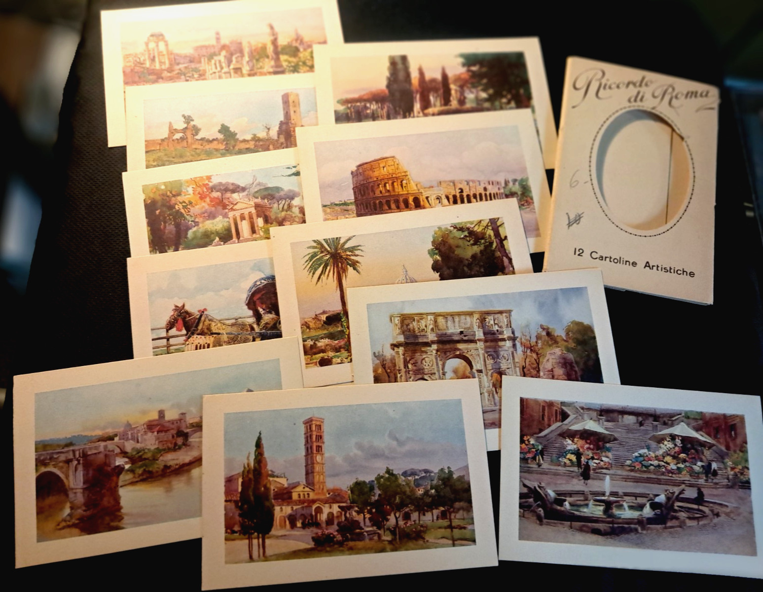 Antique RICORDO DI ROMA Italian Souvenir Artist POSTCARD SET of 11, very nice Antique RICORDO DI ROMA Italian Souvenir Artist POSTCARD SET of 11, very nice