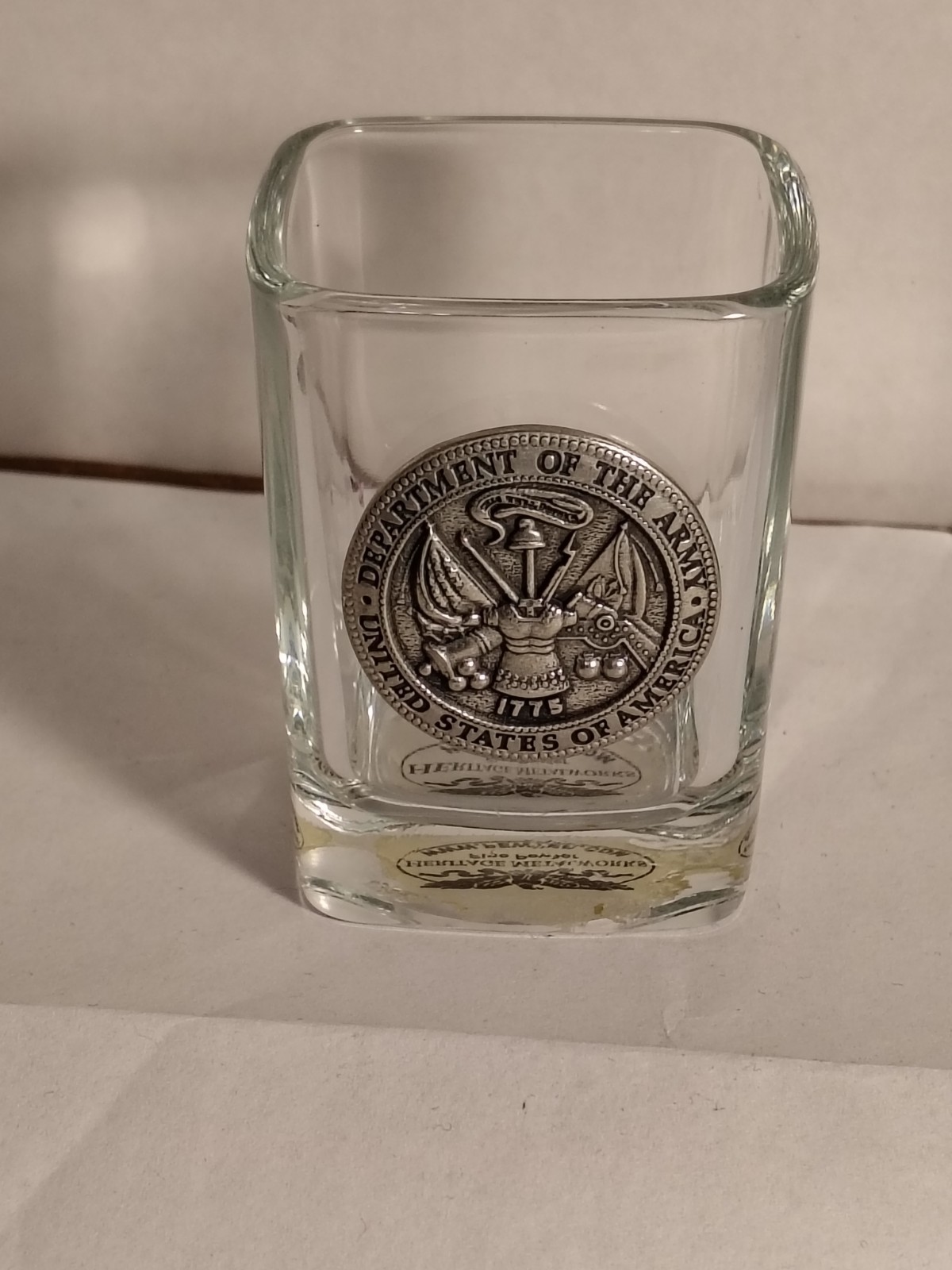 Heritage Metalworks Square Shot Glass Detailed Pewter Dept Of The Army Design