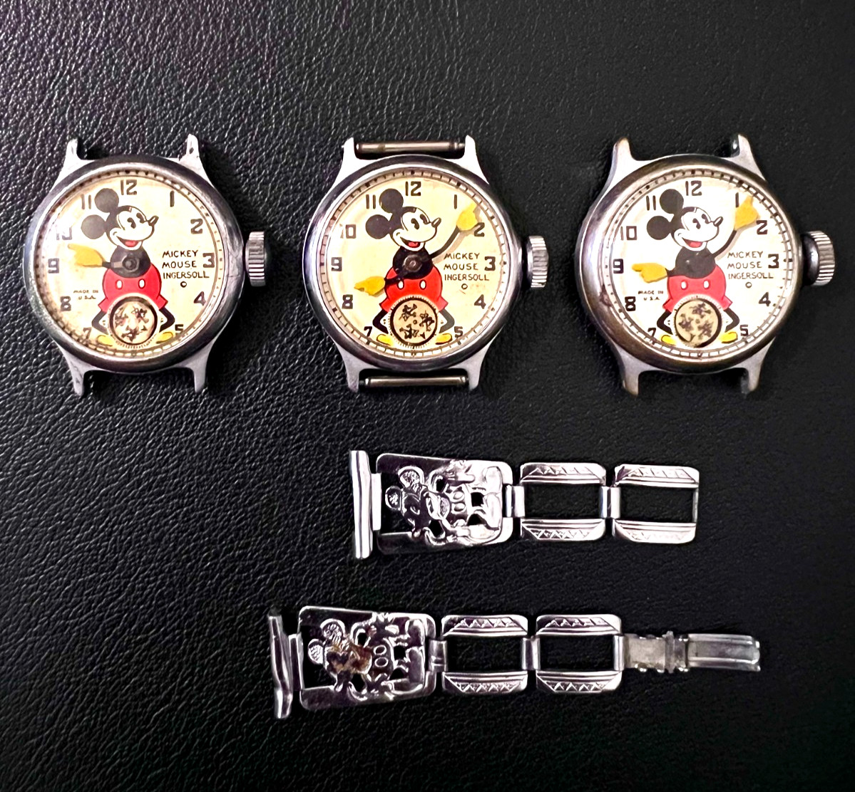 Vintage 1930s Ingersoll Mickey Mouse Watch Lot of 3 | For Parts/Repair