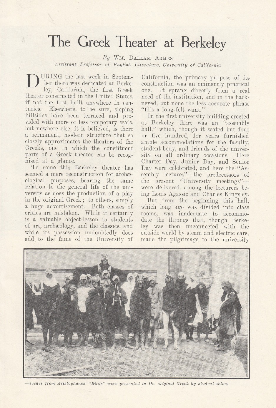 1903 NEW Greek Theater at UC Berkeley Print Article – Cool First Performance Pix