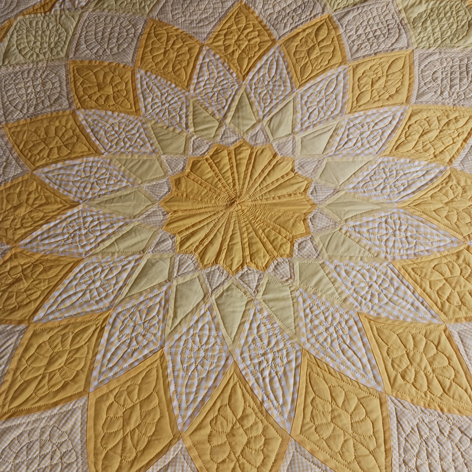 Vintage Hand Stitched Giant Dahlia Quilt