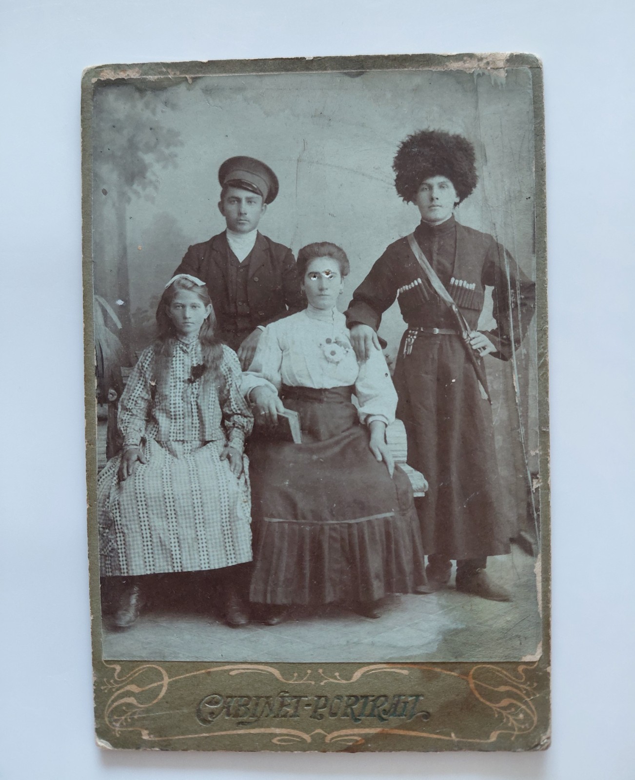 c1900 Russian Cossack Costume Family Group Caucasian Dress Antique Photo