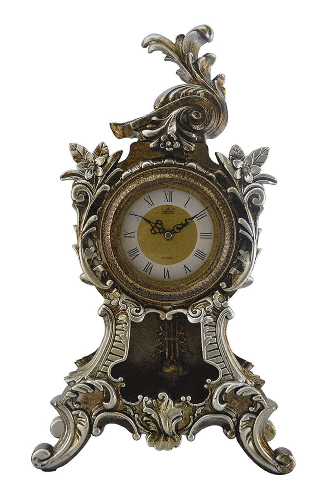 Ornate Victorian Mantel Clock with Swinging Pendulum