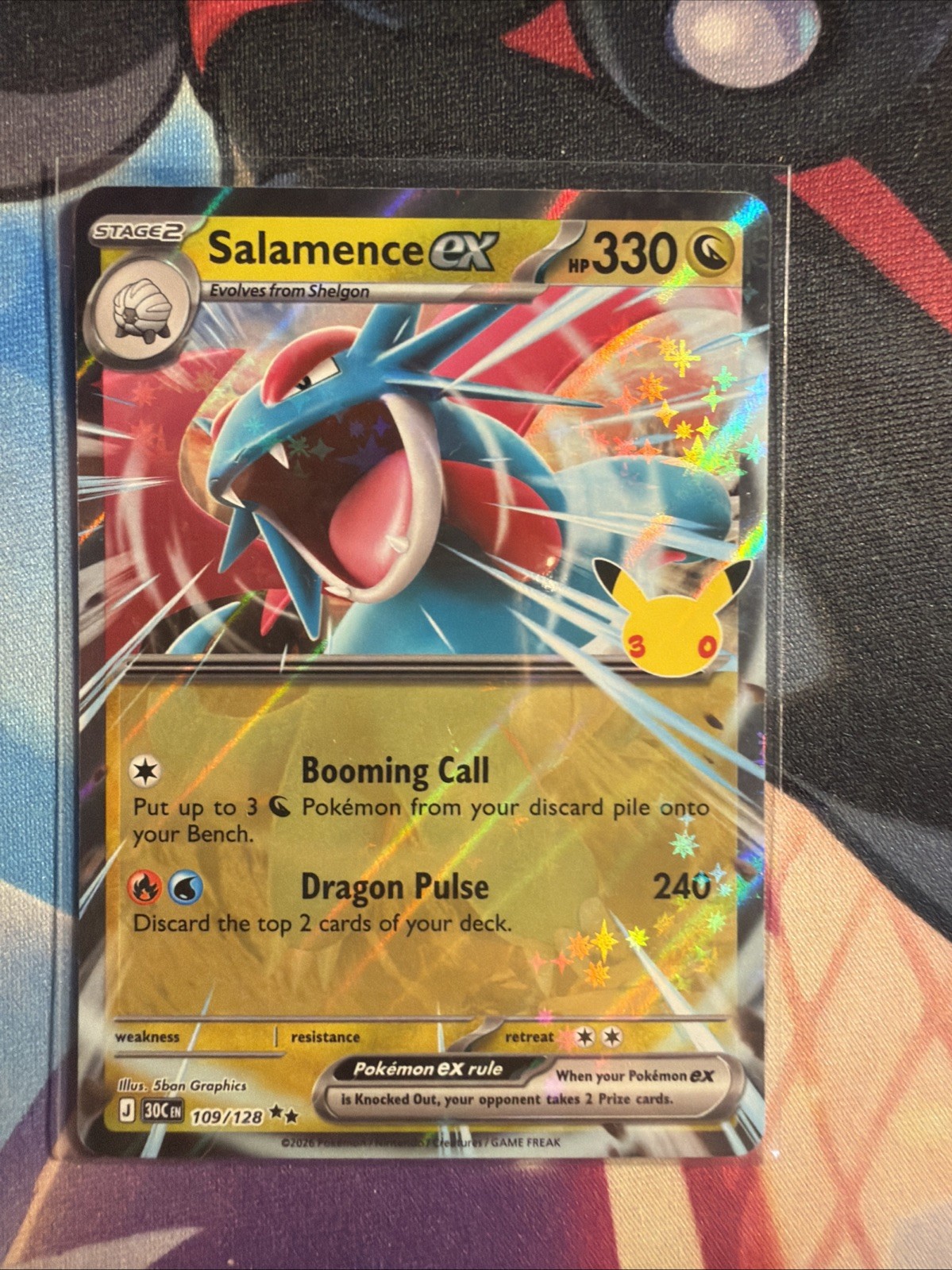 Pokemon TCG Card: Salamence ex 109/128 30C Me: 30th Celebration Holo Double Rare Pokemon TCG Card: Salamence ex 109/128 30C Me: 30th Celebration Holo Double Rare