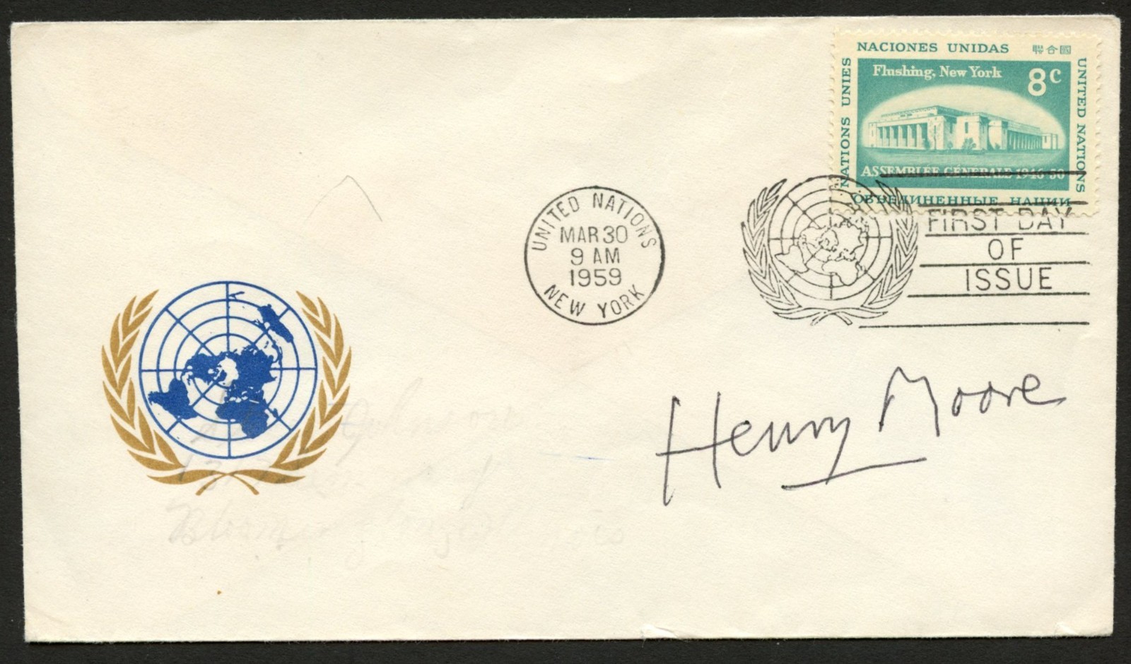 Henry Moore signed autograph FDC Visual Artist BAS Stickered Henry Moore signed autograph FDC Visual Artist BAS Stickered