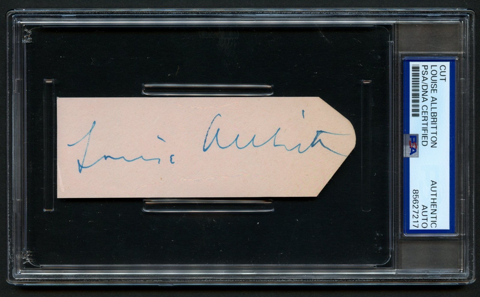 Louise Allbritton d1979 signed autograph 1.5x4.5 cut Actress: Dracula PSA Slab Louise Allbritton d1979 signed autograph 1.5x4.5 cut Actress: Dracula PSA Slab