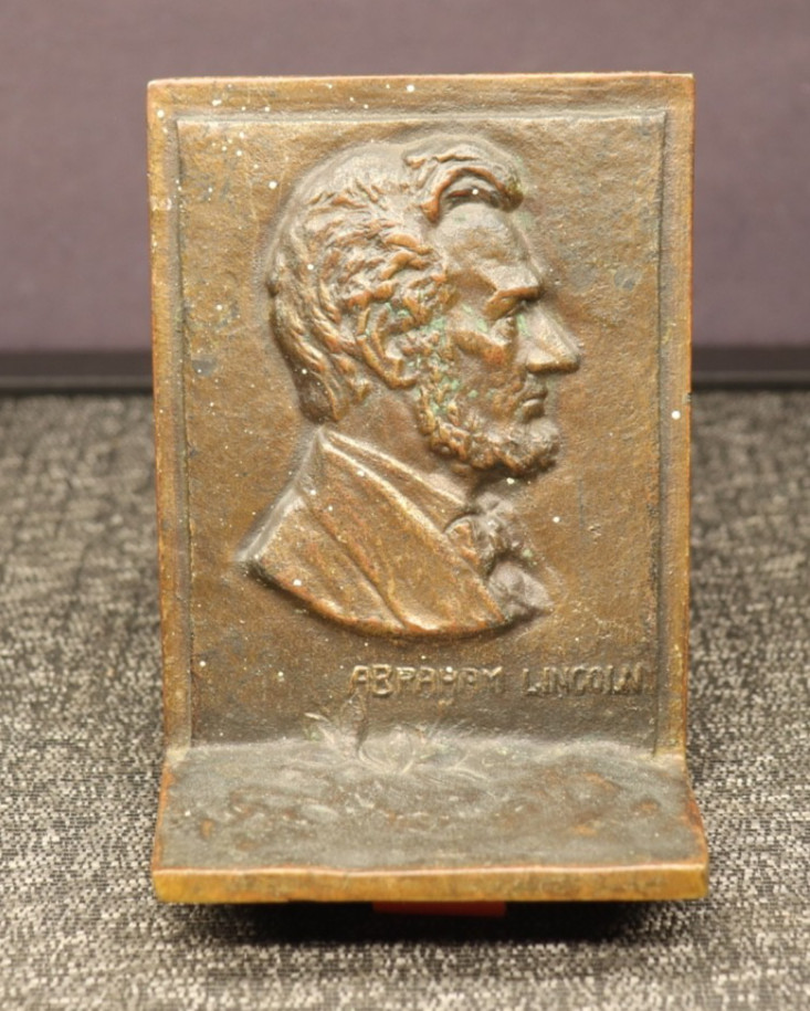 Vintage Abraham Lincoln Solid Bronze Bookend Door Stop Presidential Decor