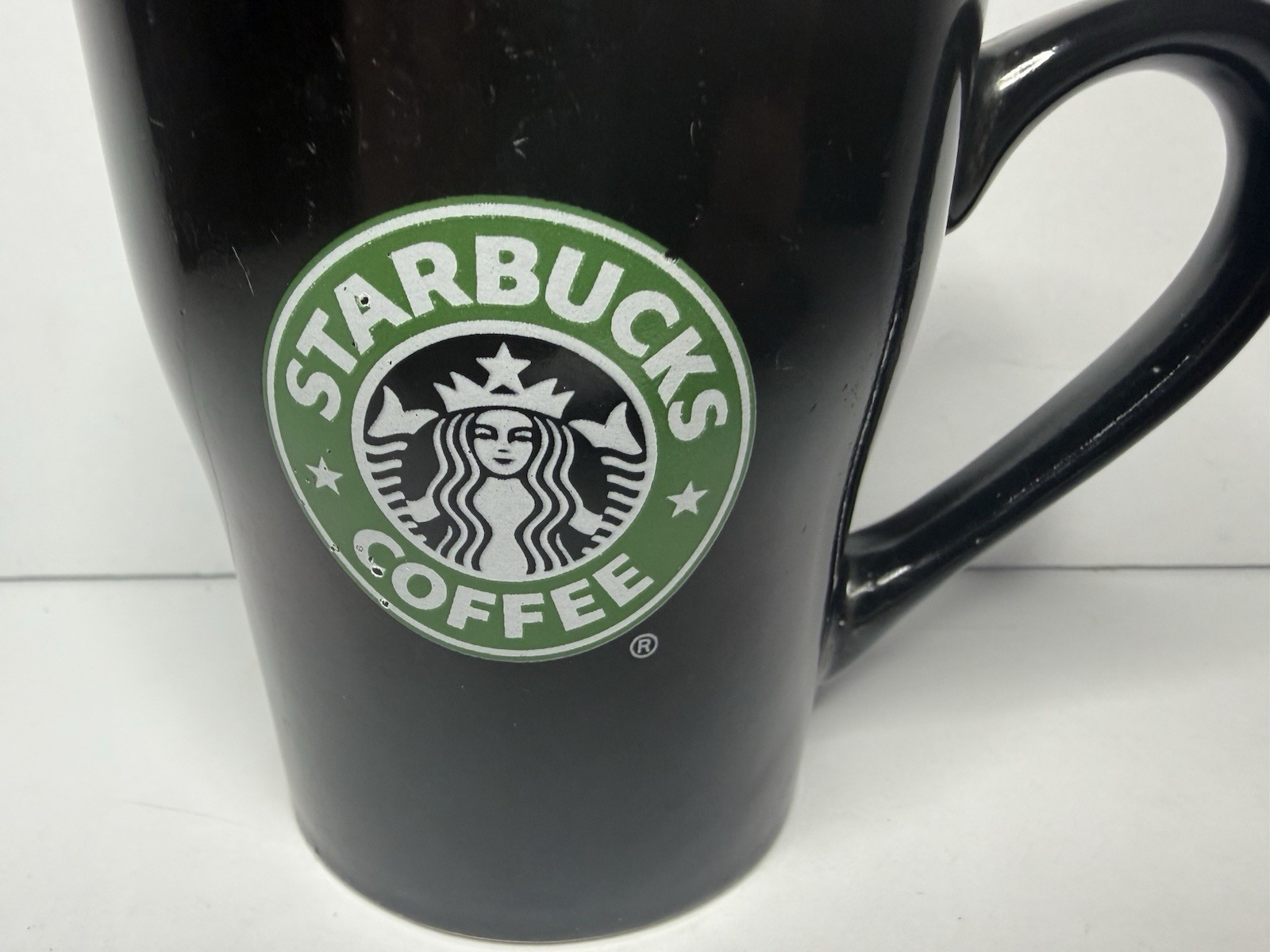 Starbucks Vintage 2008 Collectible Black Coffee Mug 3.75” Cup - Siren Logo 8oz Starbucks Vintage 2008 Collectible Black Coffee Mug 3.75” Cup - Siren Logo 8oz