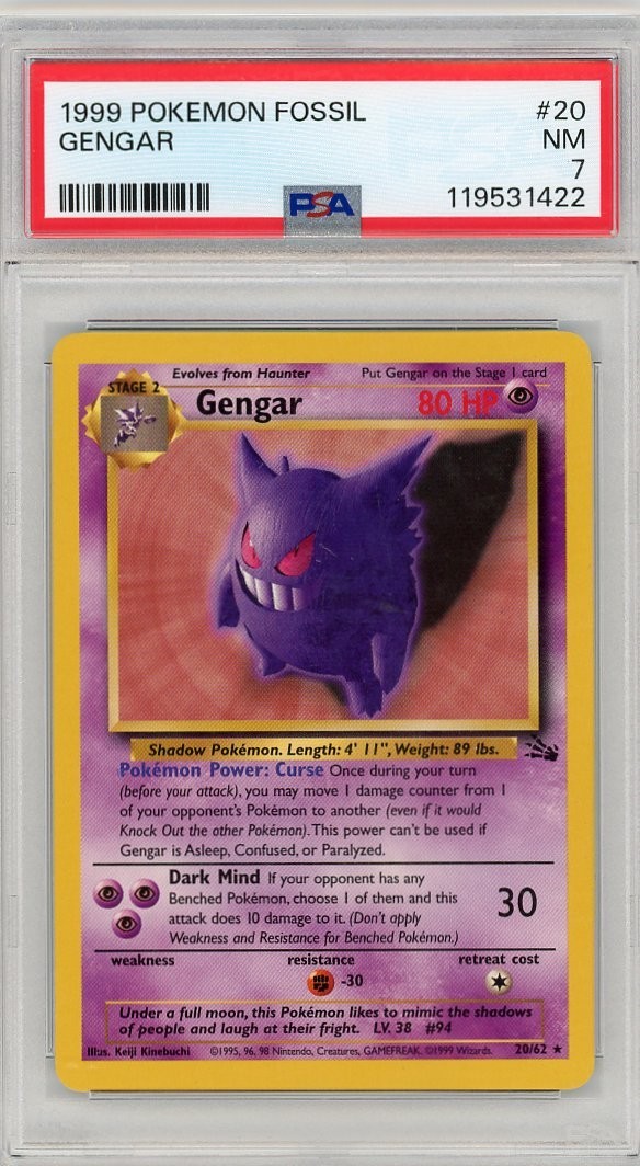 1999 Pokemon Fossil Gengar #20 PSA 7..