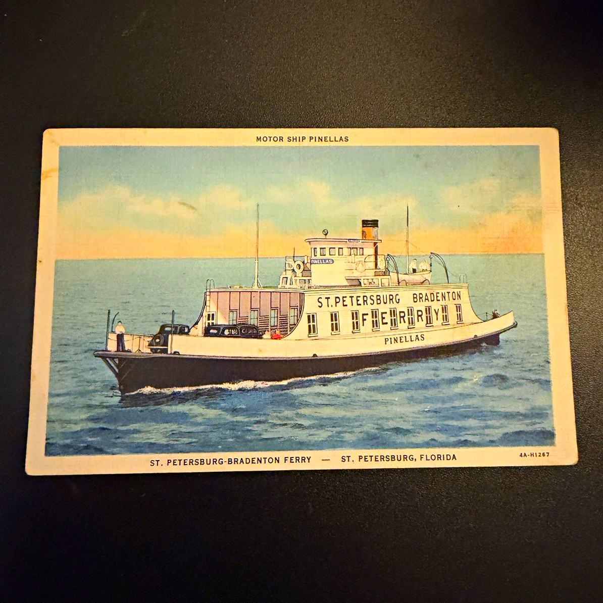 Motor Ship Pinellas Postcard St. Petersburg FL Bradenton Ferry Unposted Divided