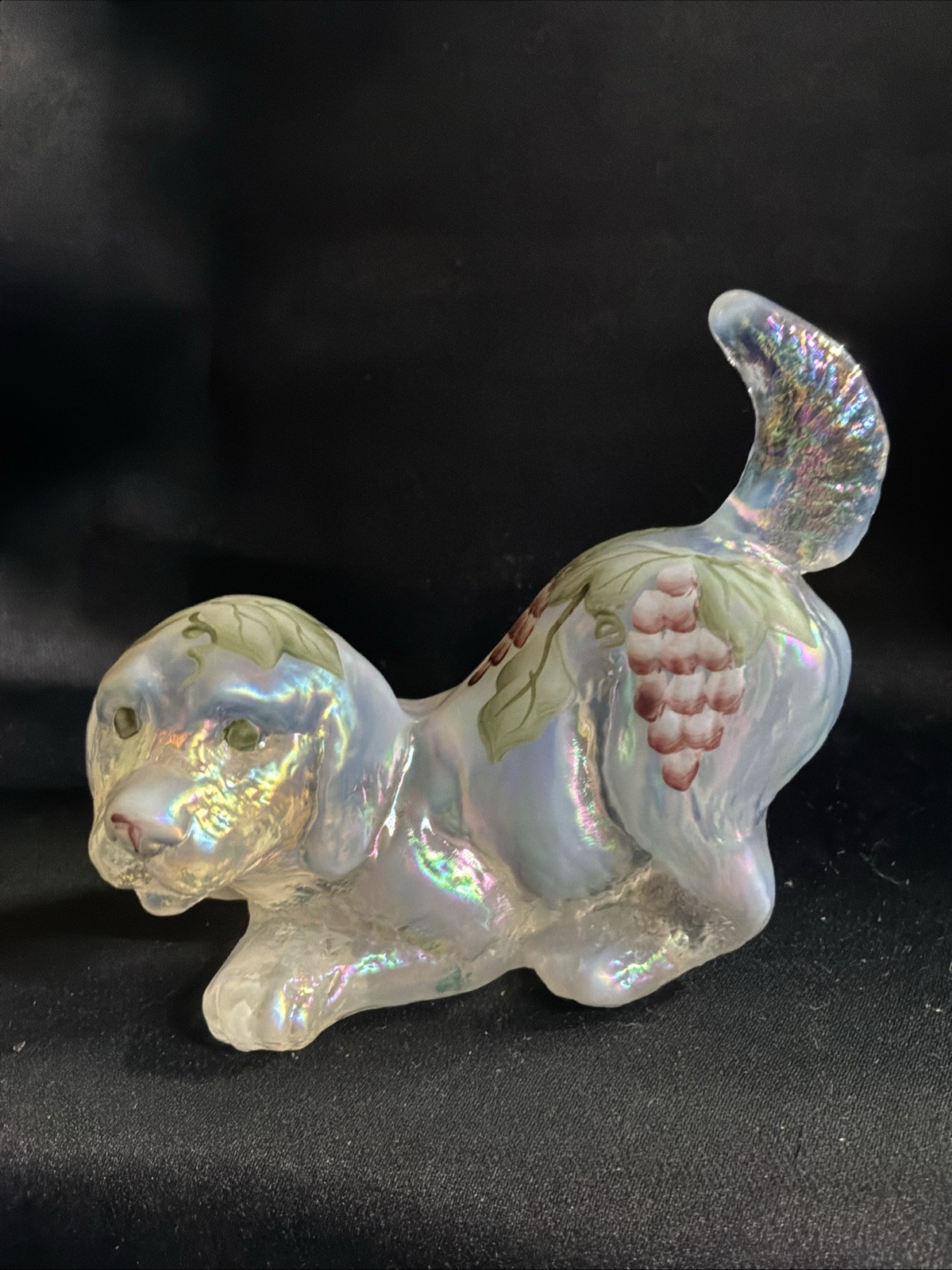 Vintage Hand-Painted Crouching Puppy Artist Signed S. Smith 