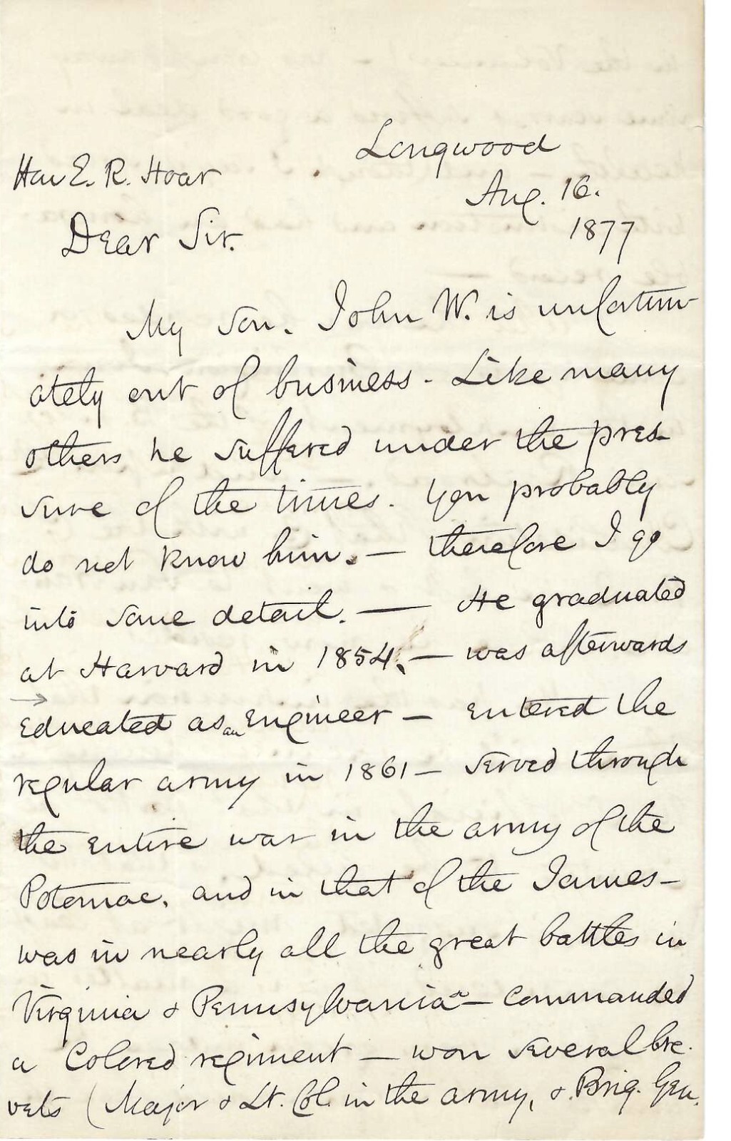 Supreme Court Justice Ames Seeks Help For Abolitionist Son, Civil War Service