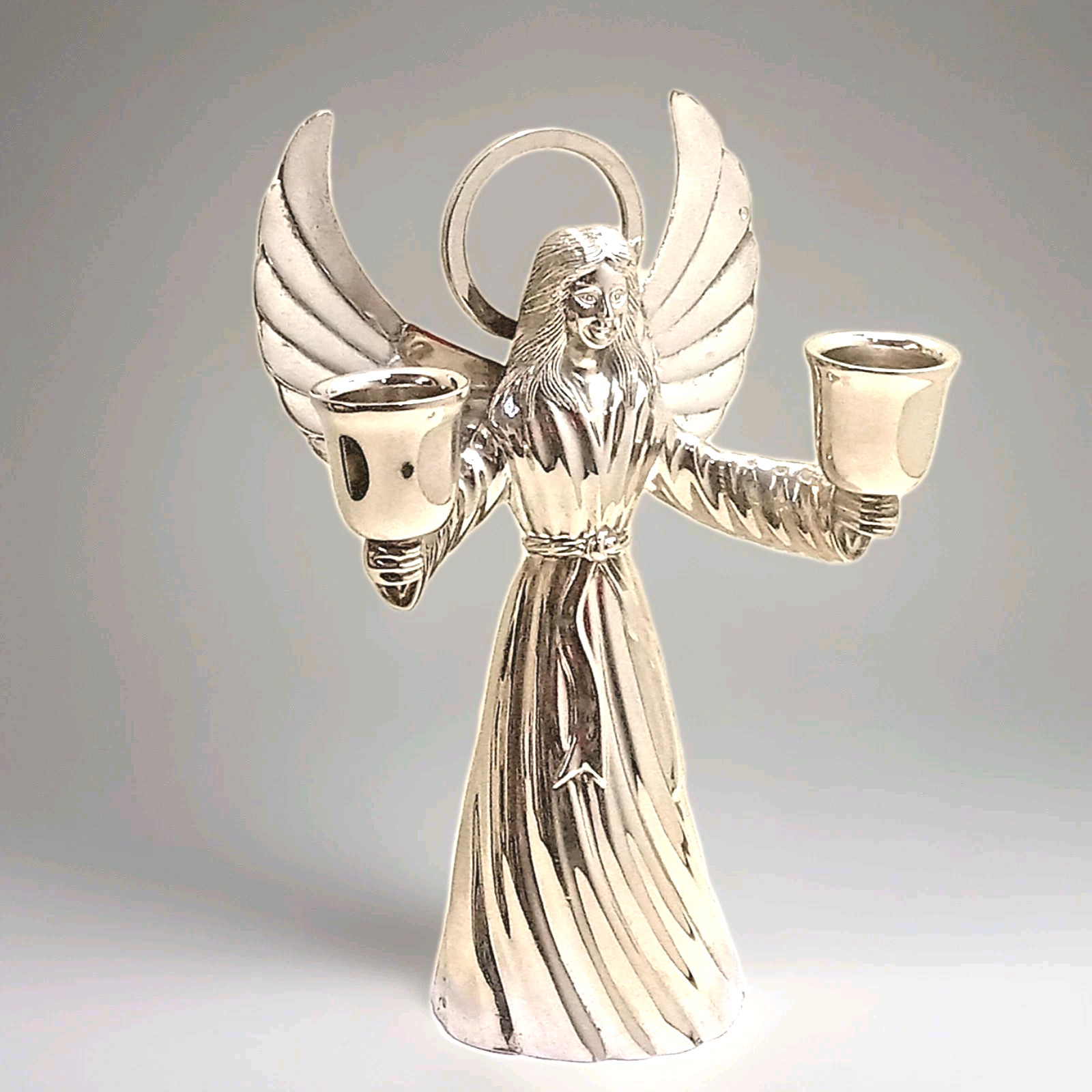 Angel Candle Holder Double Taper Candlestick Heavy 7.5\ Angel Candle Holder Double Taper Candlestick Heavy 7.5\