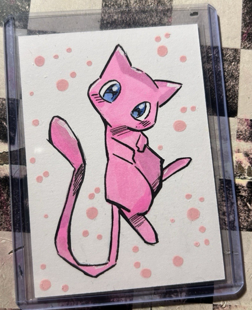 Mew Pokemon Hand Drawn Sketch Card 1/1 Original Art Custom ACEO Trading Card