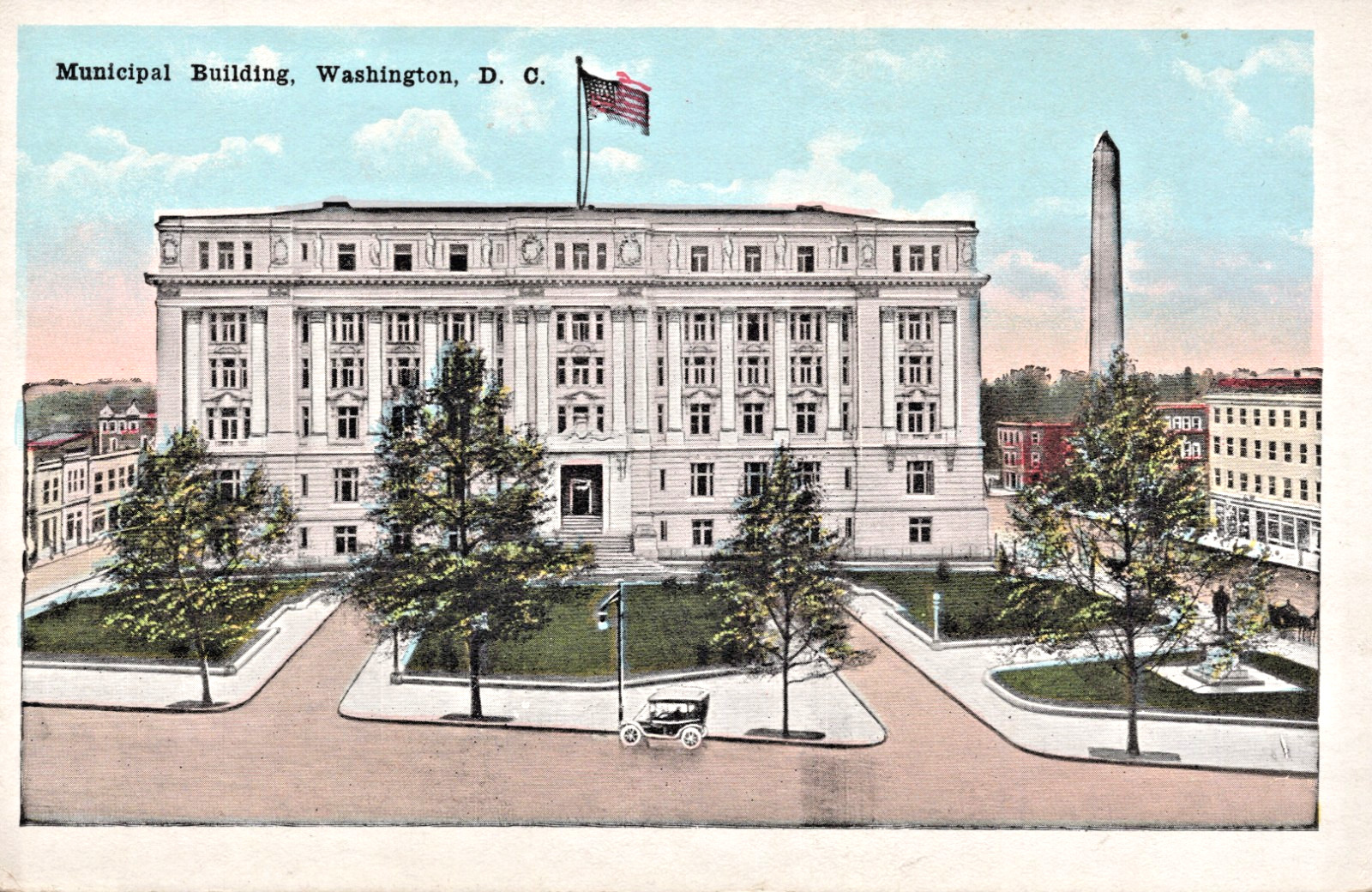 Washington DC Municipal Building White Border Postcard 1920\'s Misprint unposted