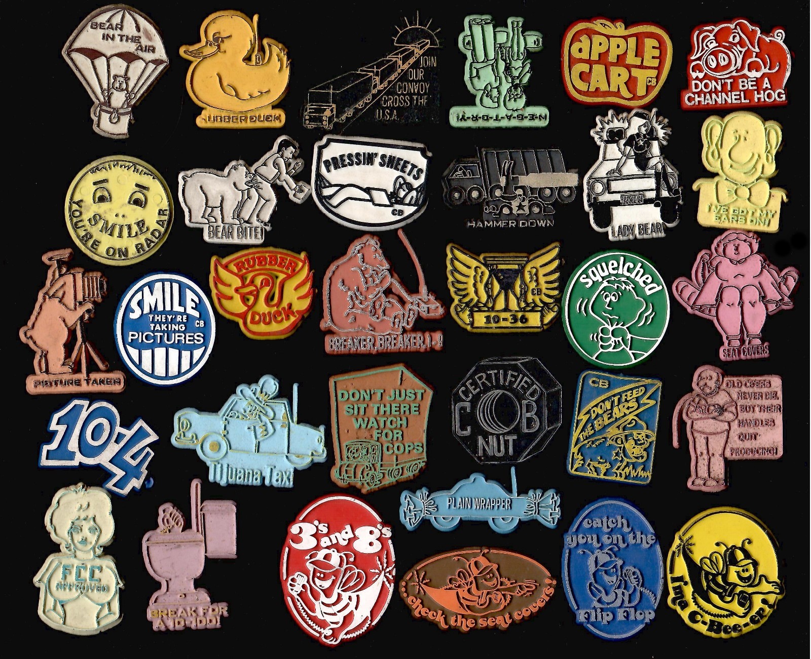 32x Lot CB Radio Lingo Vtg Rubber Truck Trucker Fridge Magnet Novelty '70s 32x Lot CB Radio Lingo Vtg Rubber Truck Trucker Fridge Magnet Novelty '70s