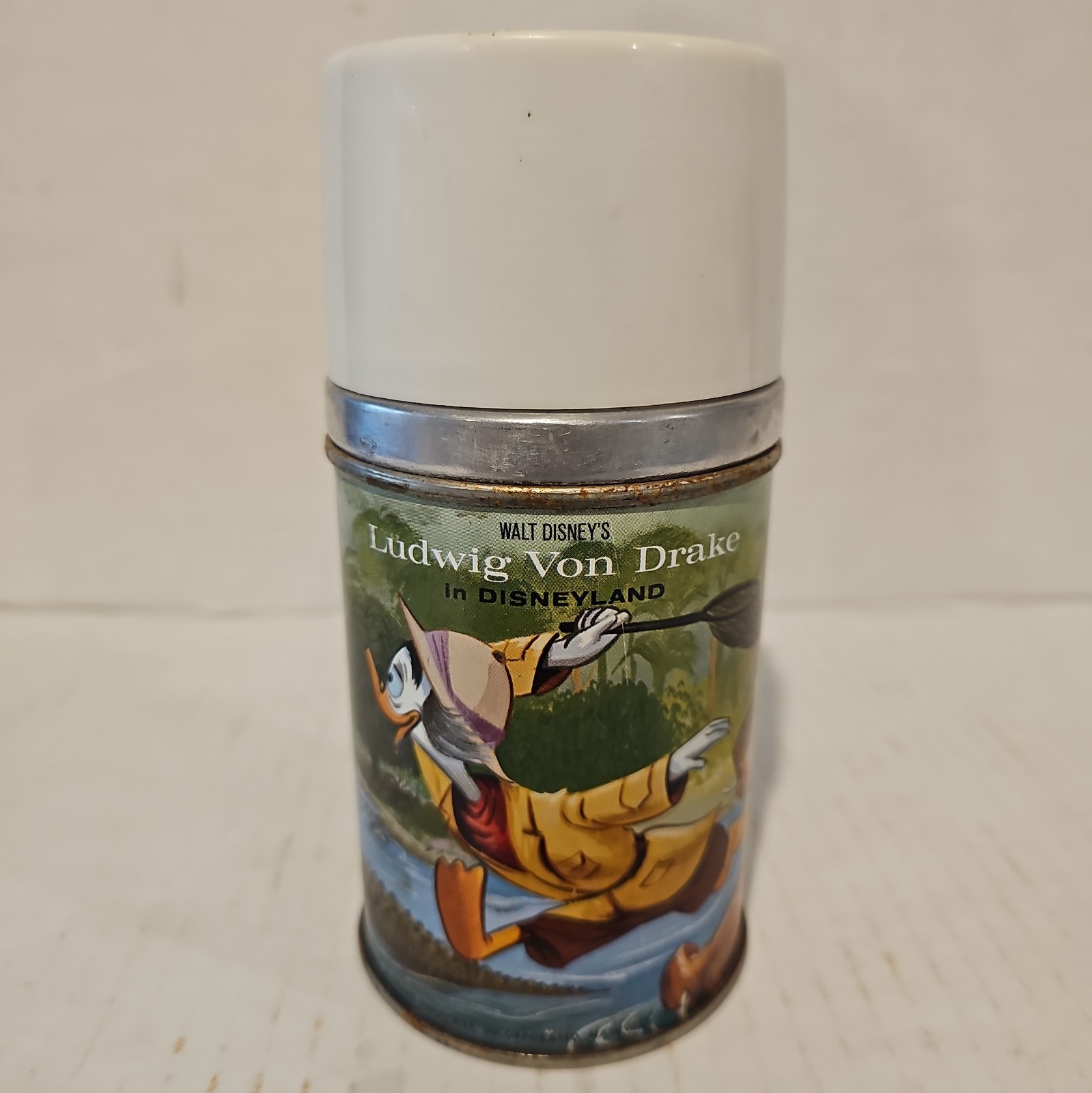 Vintage 1961 Walt Disney's Ludwig Von Drake Disneyland Thermos Aladdin White Cap Vintage 1961 Walt Disney's Ludwig Von Drake Disneyland Thermos Aladdin White Cap