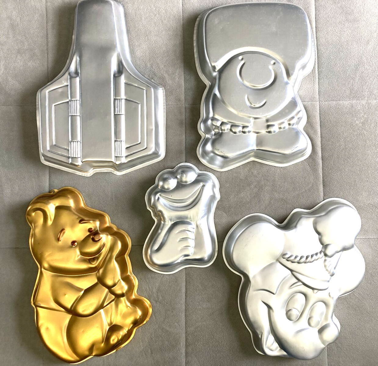 Vintage Lot 5 Wilton 3D Cake Pan Molds Star Wars, Winnie the Pooh, Micky Mouse