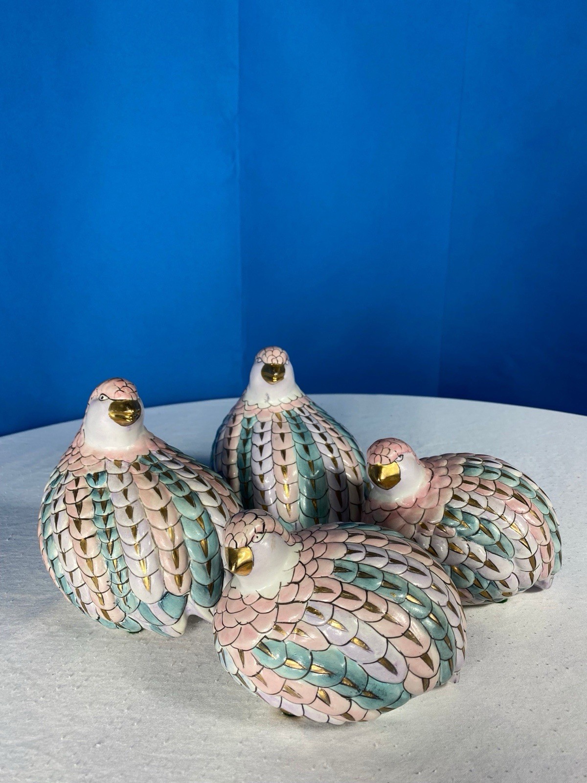 Collection Of Vintage H.F.P Macau Ceramic Love Birds Doves Chinese Porcelain Collection Of Vintage H.F.P Macau Ceramic Love Birds Doves Chinese Porcelain