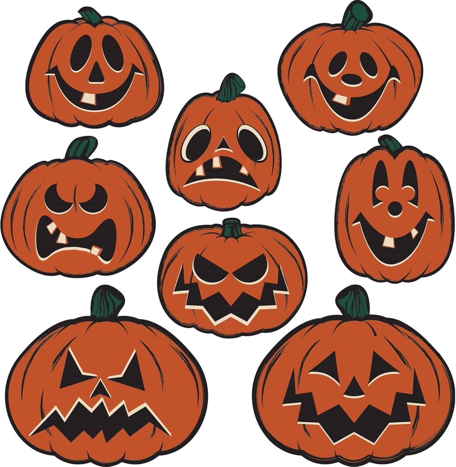 8 pc Vintage Beistle Repro HALLOWEEN Die Cut PUMPKIN CUTOUTS Party Decoration