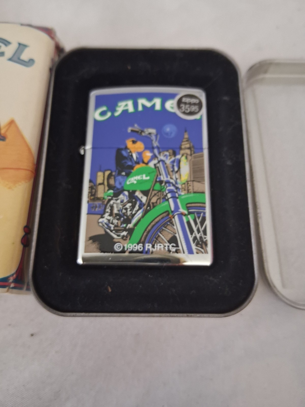 Zippo Joe Camel Motorcycle High Polish Chrome Cigarette 1996