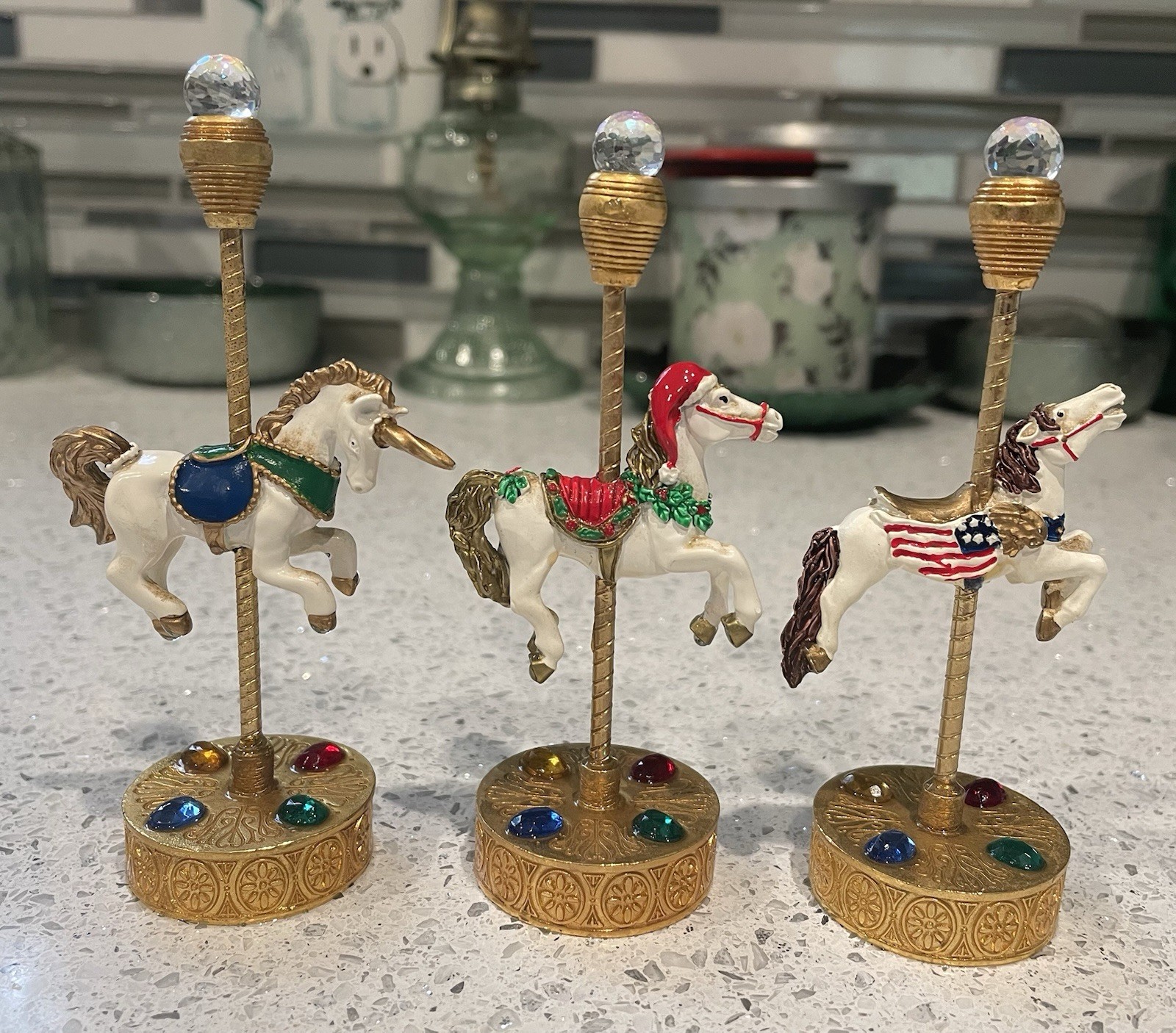 Vintage Spoontiques Pewter Carousel Horses