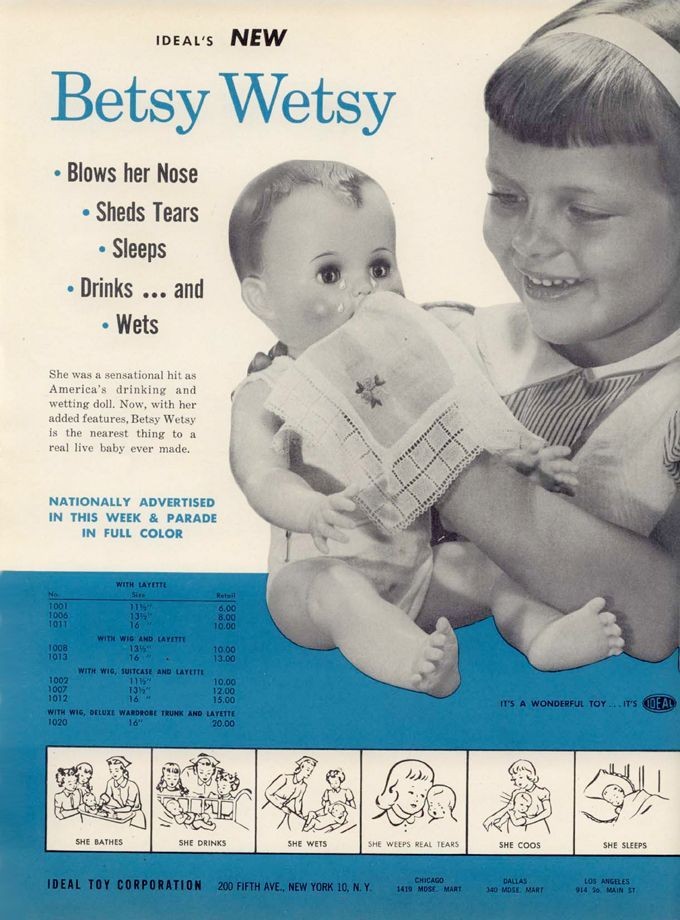 Vintage Betsy Wetsy Doll Toy Ad Reproduction Print Advertising 17x12
