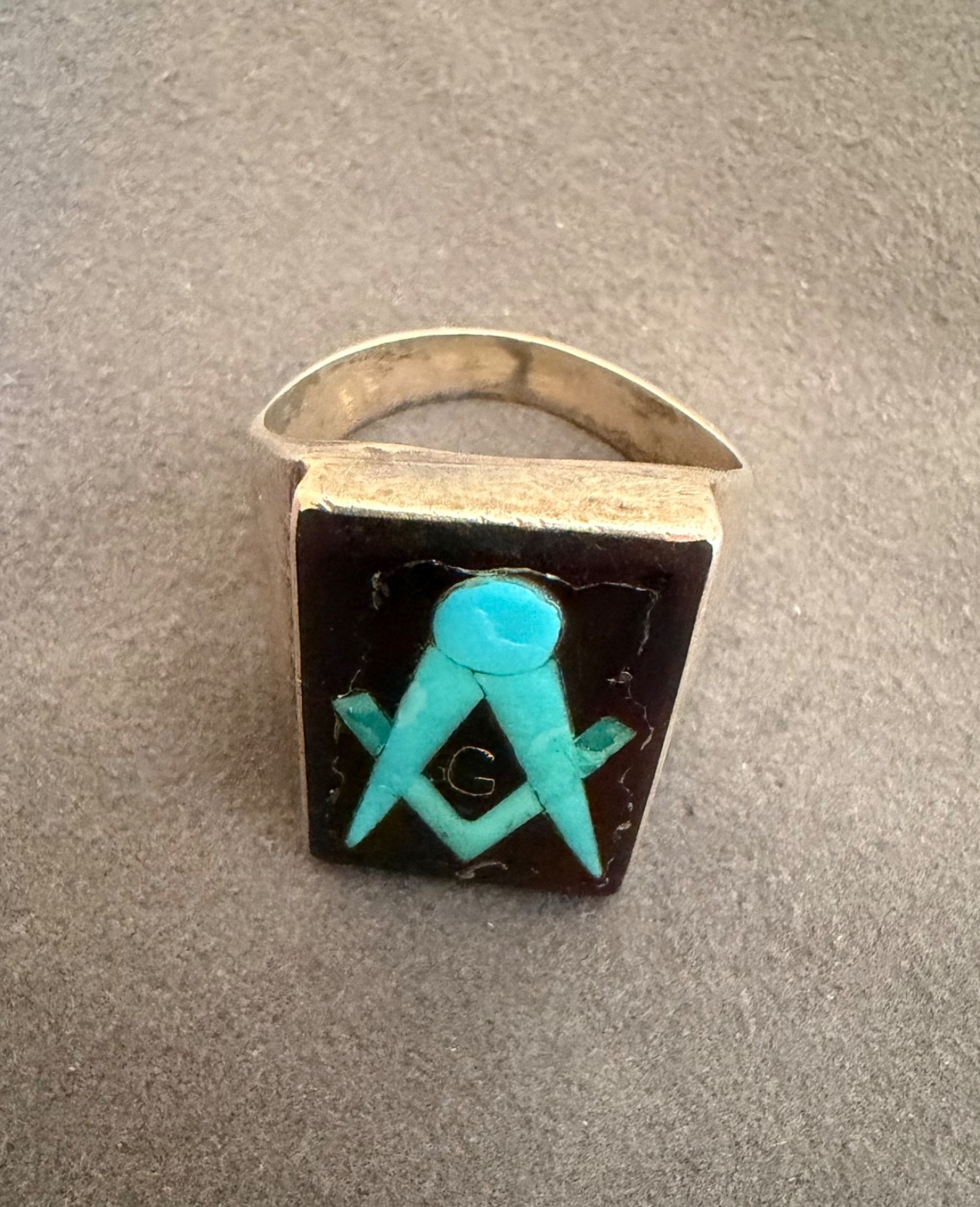Vintage Bobby Concho Zuni Silver Masonic Ring 10.5