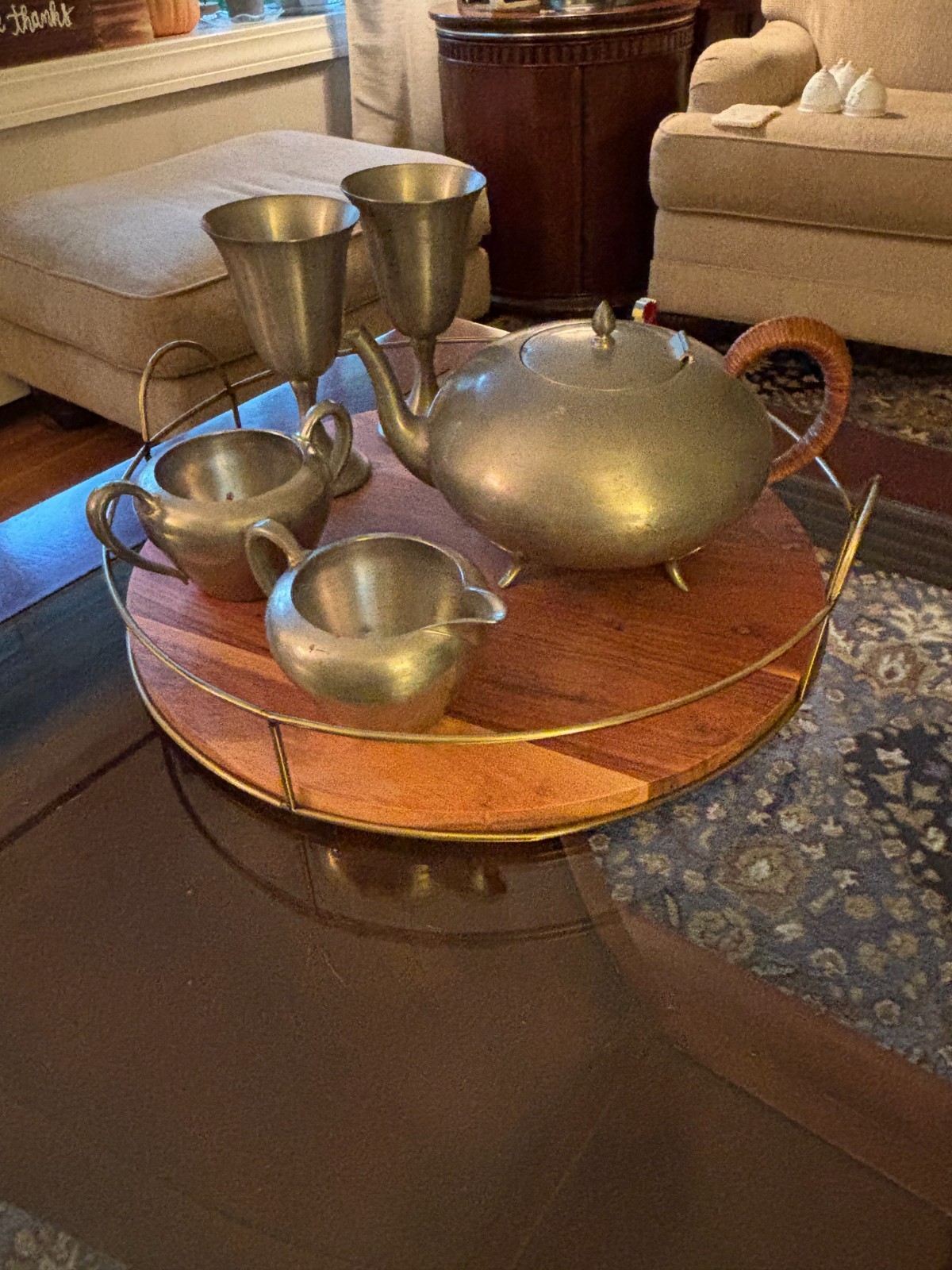 Vintage Leonard Genuine Pewter Weighted Wine Goblets Chalices Pair Set of 2