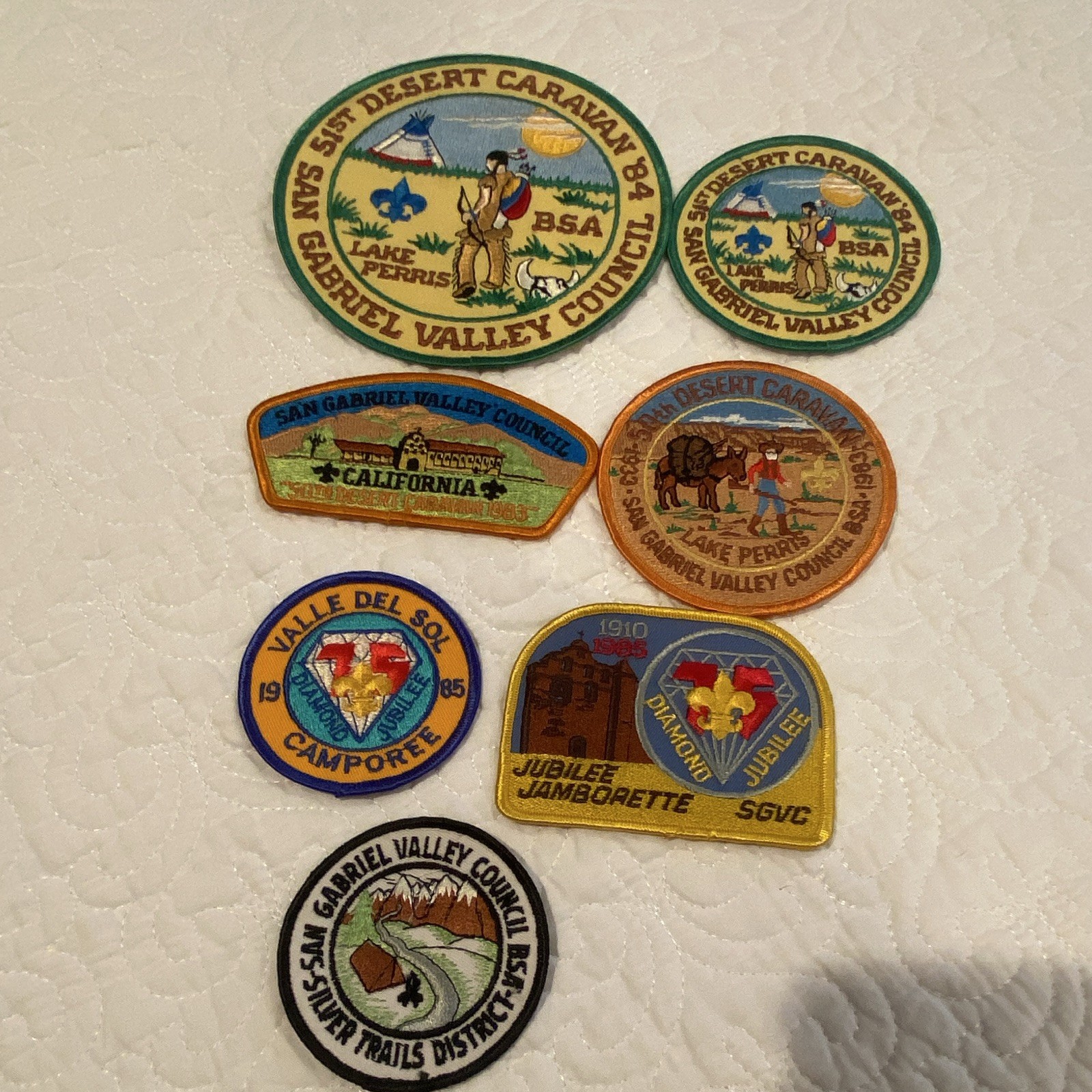 BSA SAN GABRIEL VALLEY COUNCIL Pre-Merger Vintage Patches-New-Mint-Lot of 7